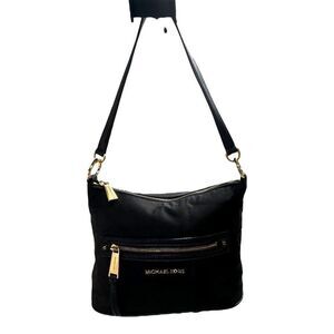Michael Kors Black Nylon Crossbody Shoulder Bag Purse Gold Hardware Authentic